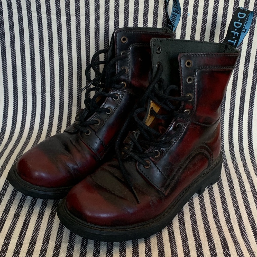 Oxblood fluevog combat boots